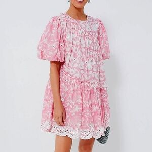 Tuckernuck Ash & Eden Milena Schiffli Babydoll Mini Dress Eyelet Embroidered SM